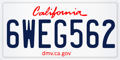 CA license plate 6WEG562