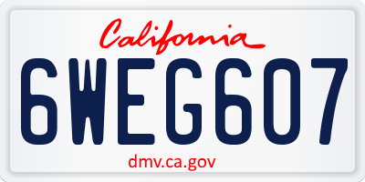 CA license plate 6WEG607