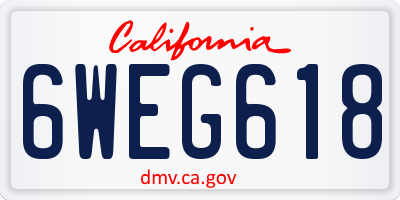 CA license plate 6WEG618