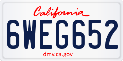CA license plate 6WEG652