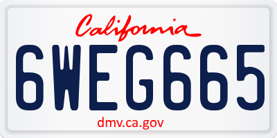 CA license plate 6WEG665