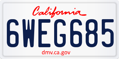 CA license plate 6WEG685