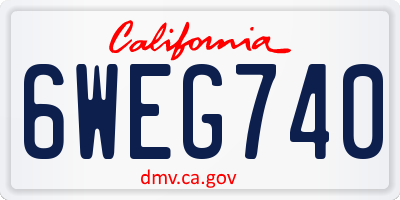 CA license plate 6WEG740