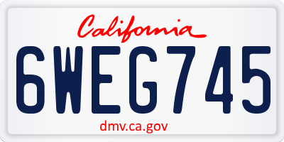 CA license plate 6WEG745