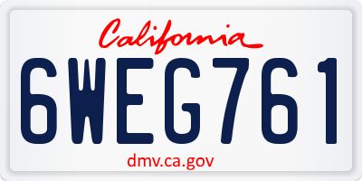 CA license plate 6WEG761