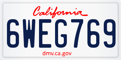 CA license plate 6WEG769