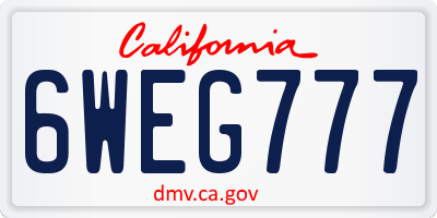 CA license plate 6WEG777