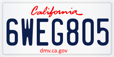 CA license plate 6WEG805