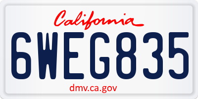 CA license plate 6WEG835
