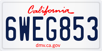 CA license plate 6WEG853