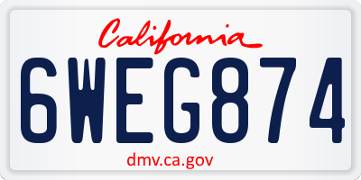 CA license plate 6WEG874