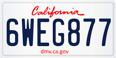 CA license plate 6WEG877