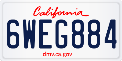 CA license plate 6WEG884