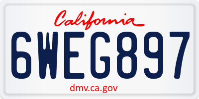 CA license plate 6WEG897