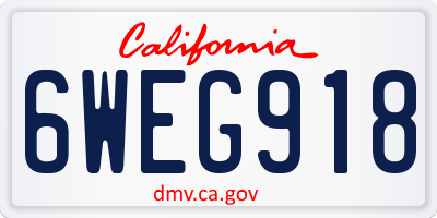 CA license plate 6WEG918
