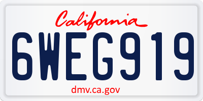 CA license plate 6WEG919