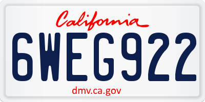 CA license plate 6WEG922