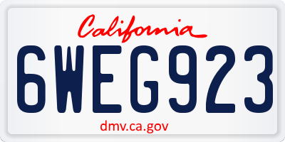 CA license plate 6WEG923
