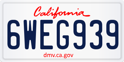CA license plate 6WEG939
