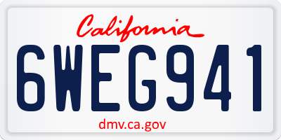 CA license plate 6WEG941