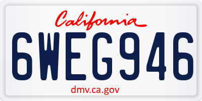 CA license plate 6WEG946