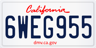 CA license plate 6WEG955