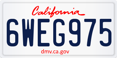 CA license plate 6WEG975
