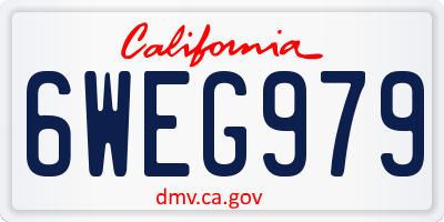 CA license plate 6WEG979