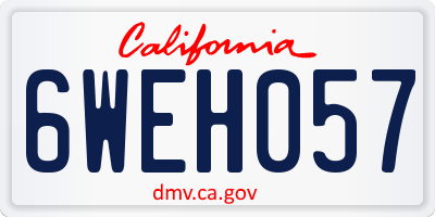 CA license plate 6WEH057