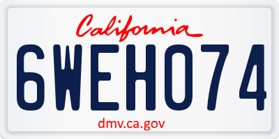 CA license plate 6WEH074