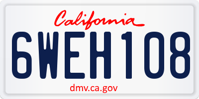 CA license plate 6WEH108