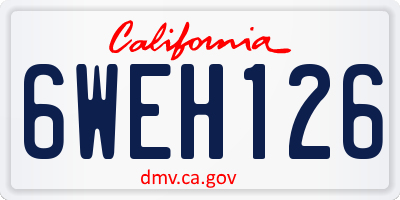 CA license plate 6WEH126