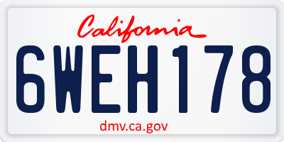 CA license plate 6WEH178