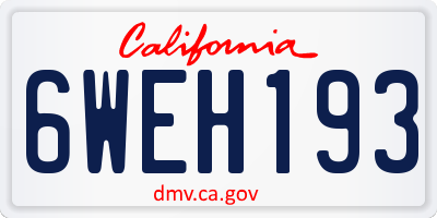 CA license plate 6WEH193