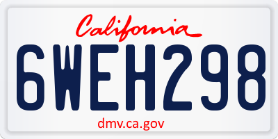 CA license plate 6WEH298