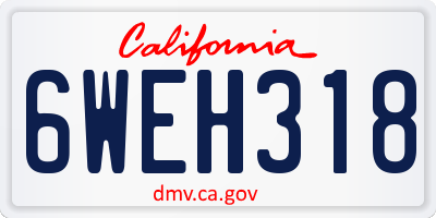 CA license plate 6WEH318