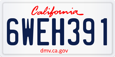 CA license plate 6WEH391