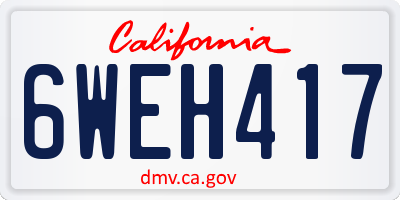 CA license plate 6WEH417