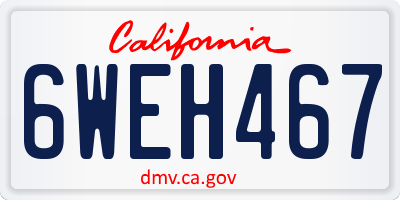 CA license plate 6WEH467