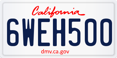 CA license plate 6WEH500