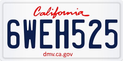 CA license plate 6WEH525