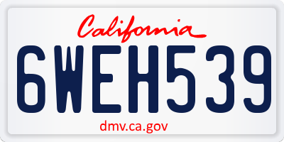 CA license plate 6WEH539