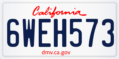 CA license plate 6WEH573