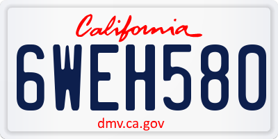 CA license plate 6WEH580