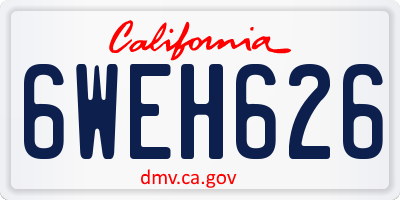 CA license plate 6WEH626