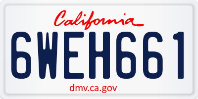 CA license plate 6WEH661