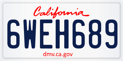 CA license plate 6WEH689