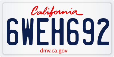 CA license plate 6WEH692
