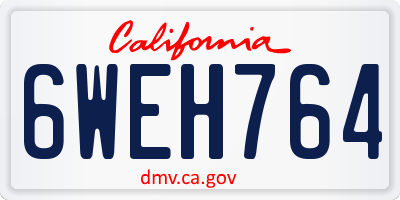 CA license plate 6WEH764