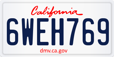 CA license plate 6WEH769